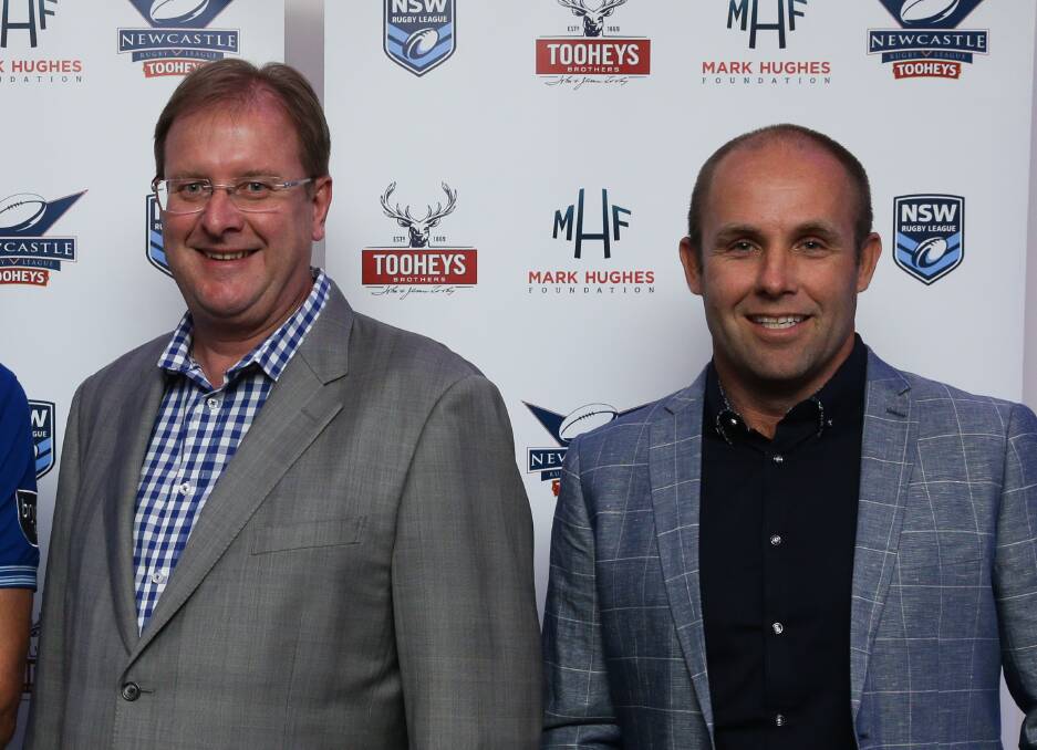 UNITED: NSWRL chief David Trodden and Newcastle RL boss Matt Harris. Picture: Jonathan Carroll