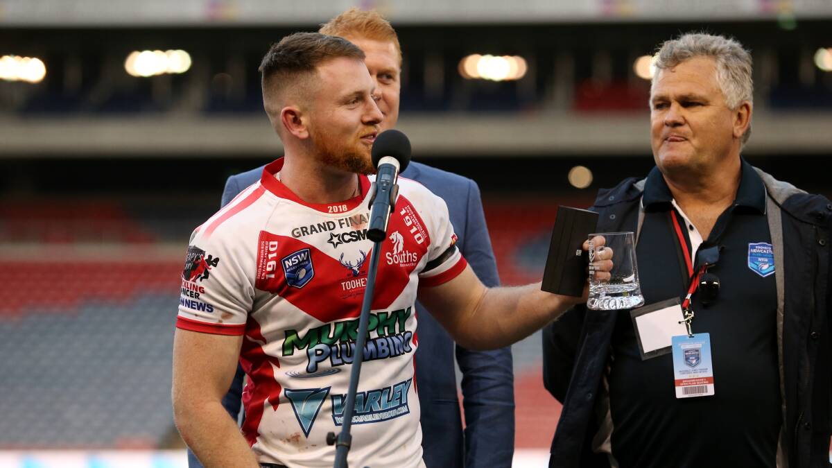NEW CHALLENGE: Harry Van Dartel receiving the man-of-the-match award after South Newcastle's win in last year's grand final. Picture: Marina Neil