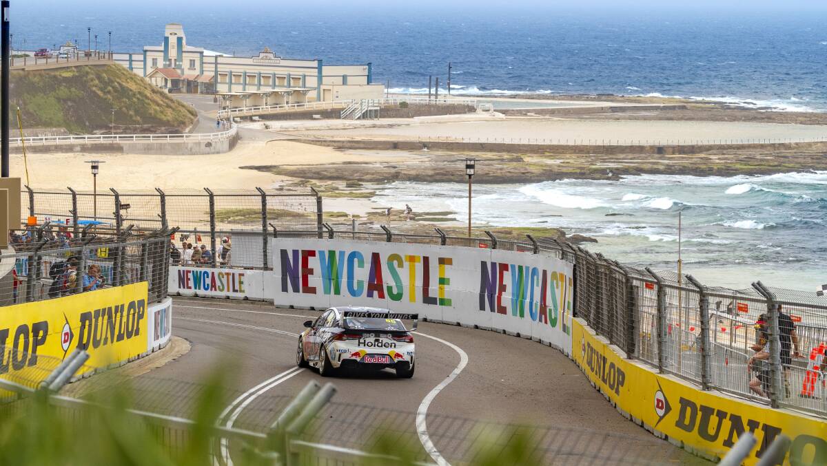 TOP: Jamie Whincup during practice at the Newcastle 500 on Friday. Picture: Mark Horsburgh.