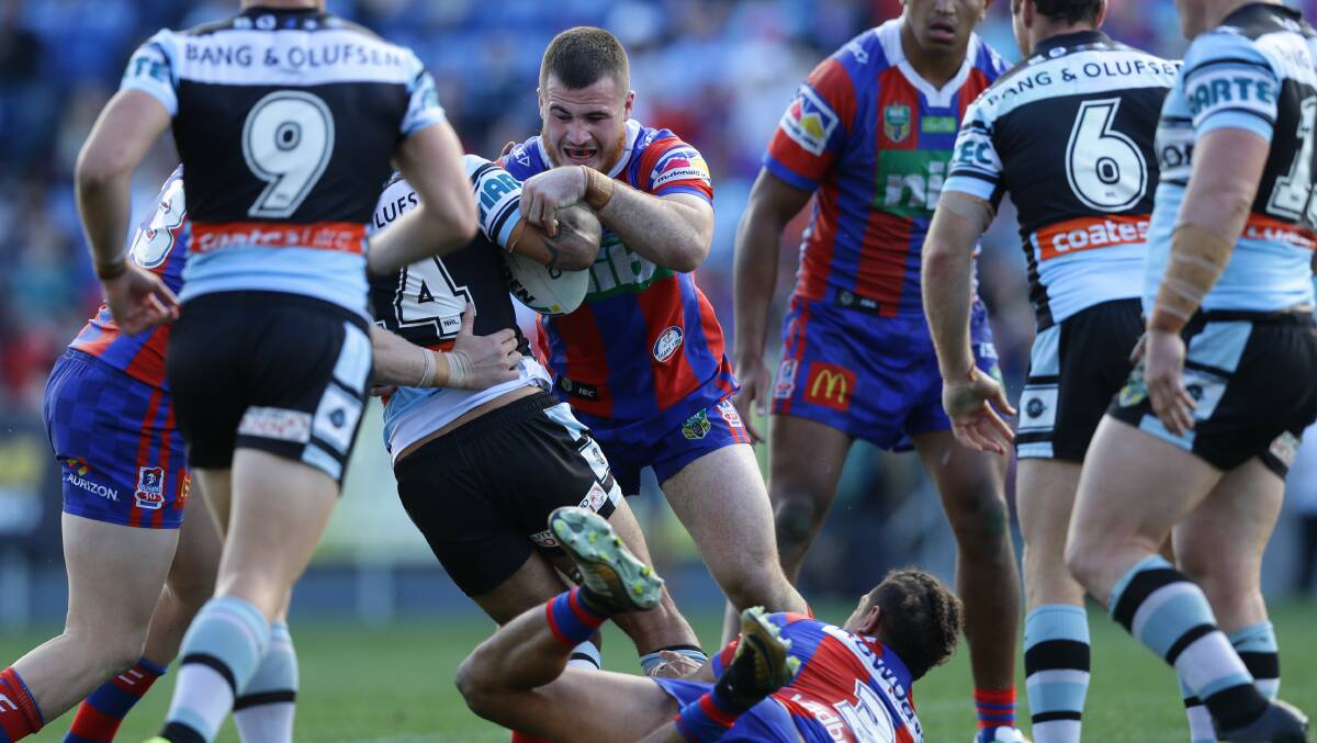 DAY OUT: Tyrone Amey during his NRL debut for the Newcastle Knights in the last round of last season. Picture: Jonathan Carroll 