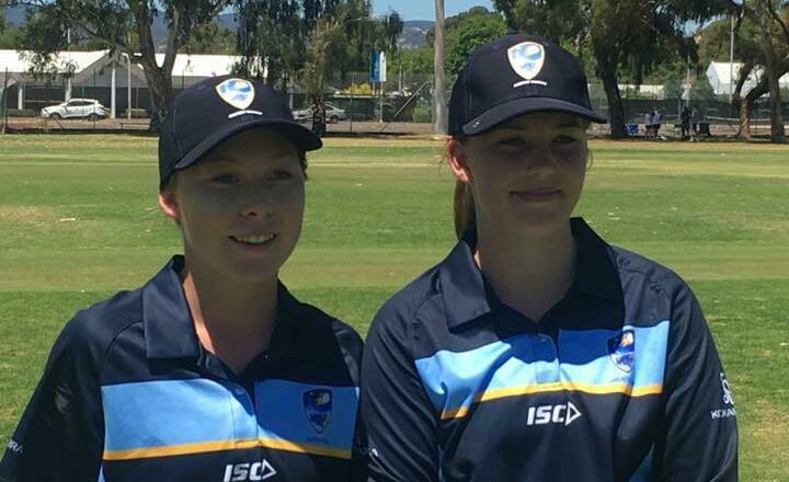 TITLE: Sabres pair Maddison McGuigan and Clare Webber representing ACT-NSW Country at the Under-15 National Championships in Adelaide recently. Picture: Facebook via Newcastle City