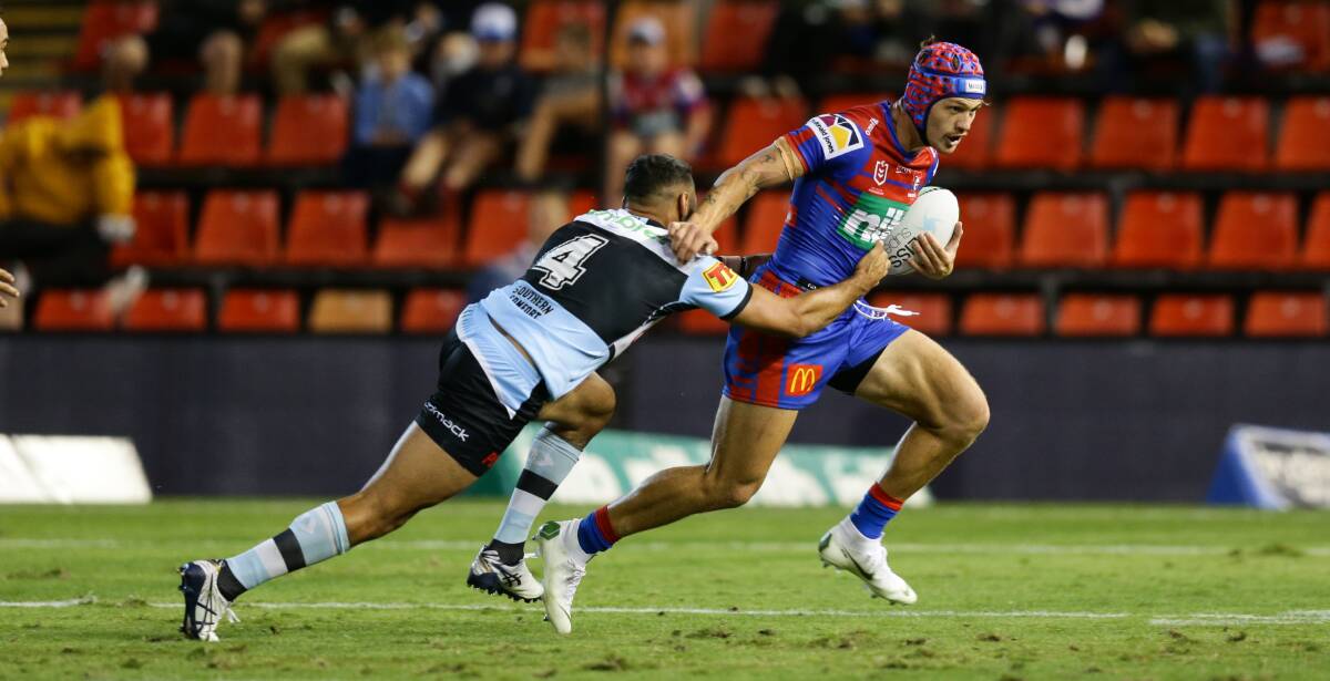 MAROONS: Kalyn Ponga playing for the Knights in Newcastle last month. Picture: Jonathan Carroll