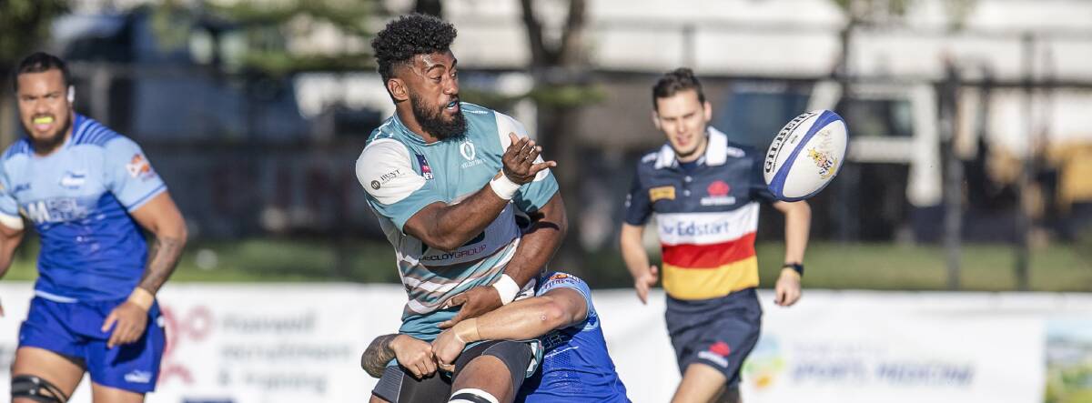 SUPER STEP: Fijian Drua recruit Joseva Tamani playing Shute Shield for the Hunter Wildfires earlier this year. The breakaway was recently named the club's best forward for 2021. Picture: Stewart Hazell 