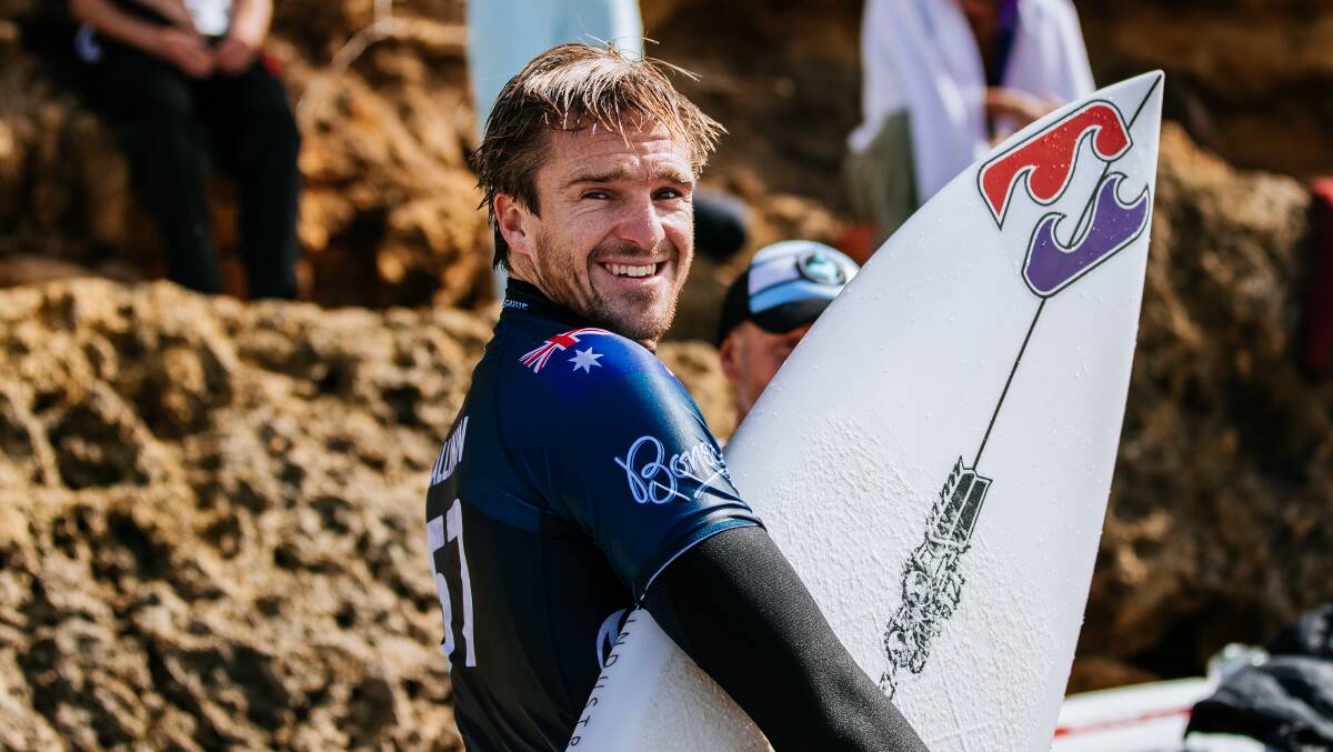 Callinan on the shore at Bells on Tuesday. Picture World Surf League