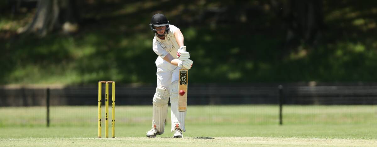 GOOD RUN: Cooper Lennox batting for Wests at Wallsend last month. The 16-year-old claimed a Newcastle district premiership in his rookie season of 2017-2018. He will contest T20 semis on Sunday. Picture: Jonathan Carroll