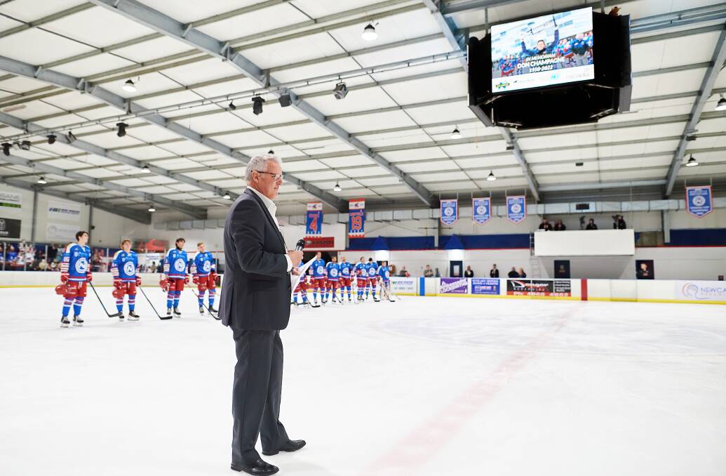 VALE: Garry Dore and the Northstars pay tribute to Don Champagne at Hunter Ice Skating Stadium last weekend. Picture: Rhys Lavender