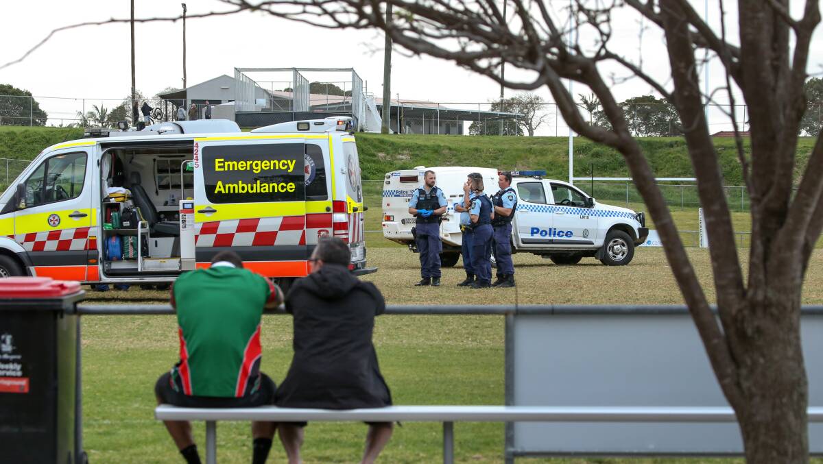 INCIDENT: Emergency vehicles at St John Oval on Sunday. Picture: Marina Neil