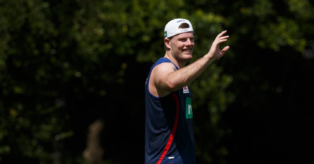 IN: Lachlan Fitzgibbon, who has re-signed at the Knights until the end of 2021, at day one of pre-season earlier this week. Picture: Max Mason-Hubers