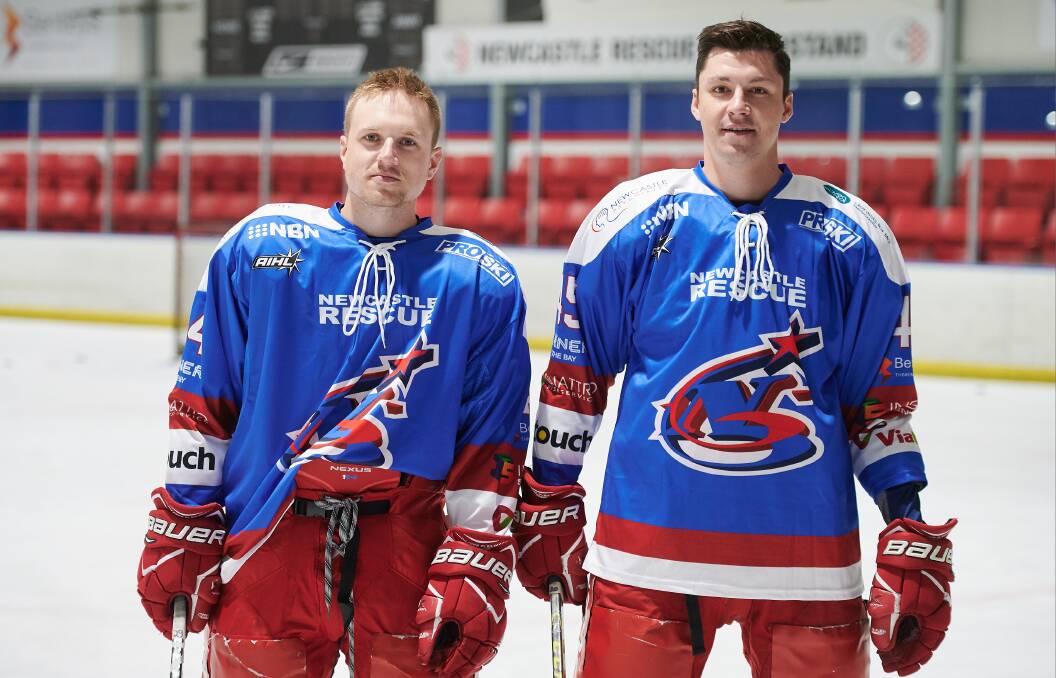 RECRUITS: Canadian imports Trey Phillips and Luke Simpson arrived in Newcastle on Thursday and will line-up for the Northstars in the Australian Ice Hockey League this weekend. Picture: PowerPlay Photographics