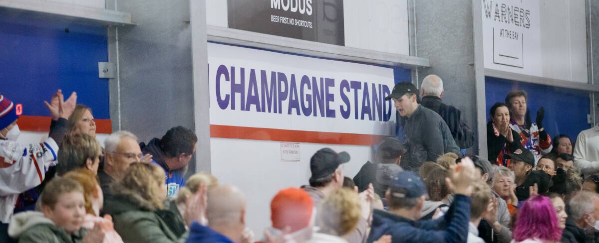 TRIBUTE: The "Don Champagne Stand" was unveiled by the Newcastle Northstars at Hunter Ice Skating Stadium on Sunday. Picture: AK Hockey Shots