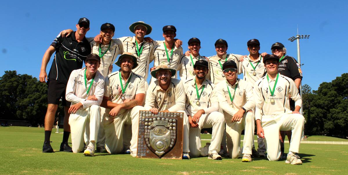 Charlestown with the NDCA premiership trophy at No.1 Sportsground on Sunday. Picture by Josh Callinan