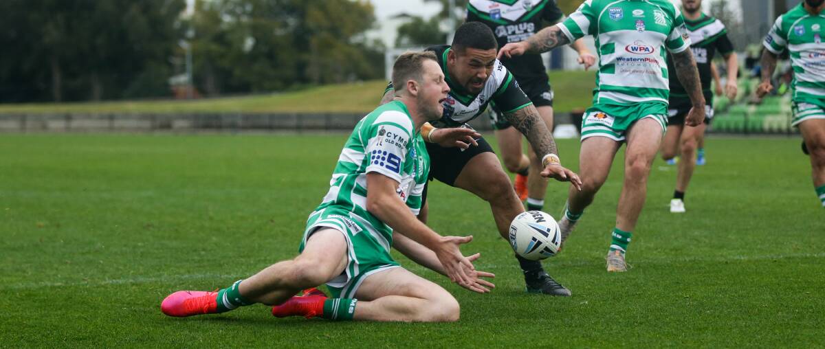 FAREWELL: Pickers winger Willis Alatini denies Dubbo CYMS a try at Maitland Sportsground last weekend. Picture: Jonathan Carroll