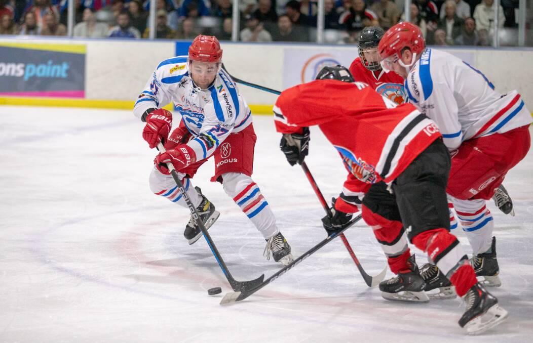 Newcastle Northstars captain Liam Manwarring in action earlier this year. The Novocastrians have reached the halfway mark of the Australian Ice Hockey League for 2023. Picture supplied