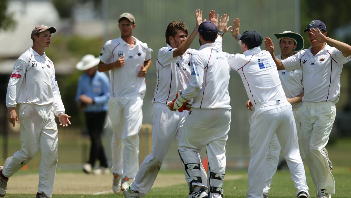 Waratah-Mayfield celebrating a wicket earlier in the season.