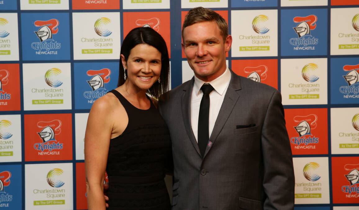 Todd Lowrie and wife Sally at the Knights presentation in 2016. Picture by Jonathan Carroll