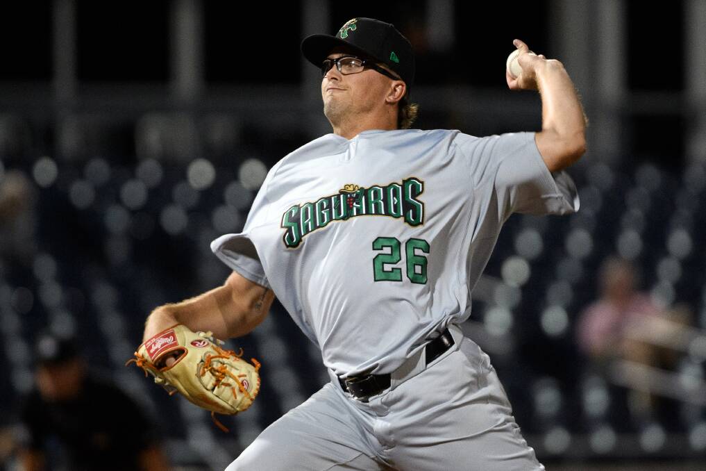 STEP UP: Alex Wells, who is now part of the Baltimore Orioles' top-40 roster, pitching for the Surprise Saguaros against the Peoria Javelinas in Arizona in October, 2019. Picture: Getty Images