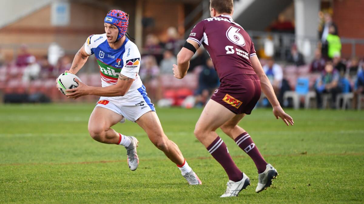HOME: Knights fullback Kalyn Ponga playing against the Sea Eagles on Sunday. Picture: NRL Imagery