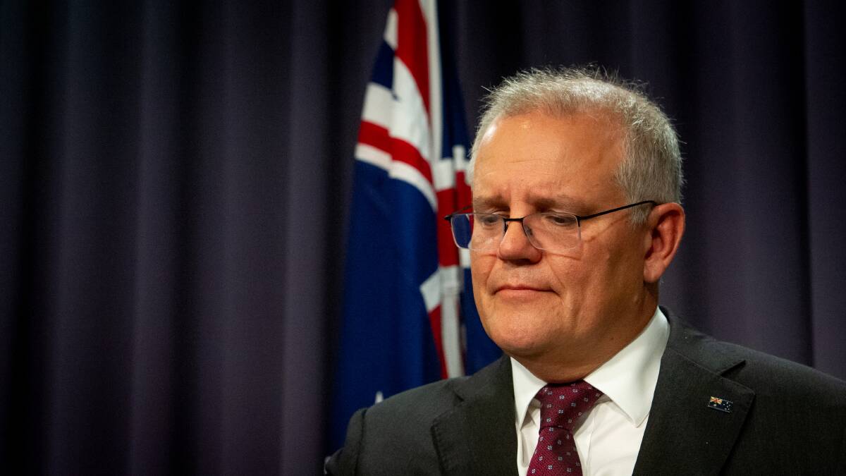 Prime Minister Scott Morrison gave an emotional media conference on Tuesday pledging to clean up politics and improve the treatment of women. Picture: Elesa Kurtz