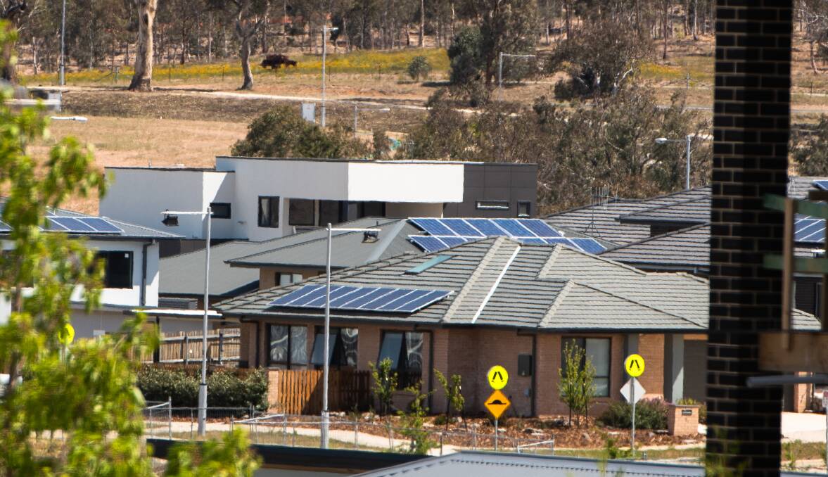 A file image of solar panels installed on homes. Picture by Elesa Kurtz