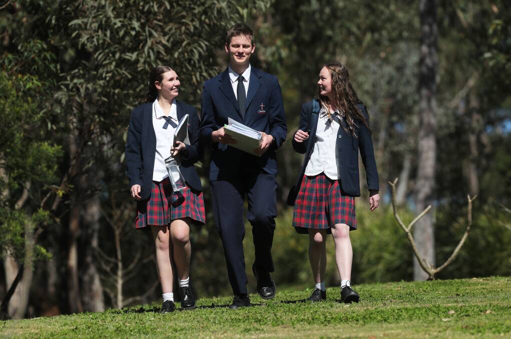 OPPORTUNITY: Charlton Christian College students Taylyn Brummer, Harrison Woodward and Laura Hyslop. Picture: Peter Lorimer