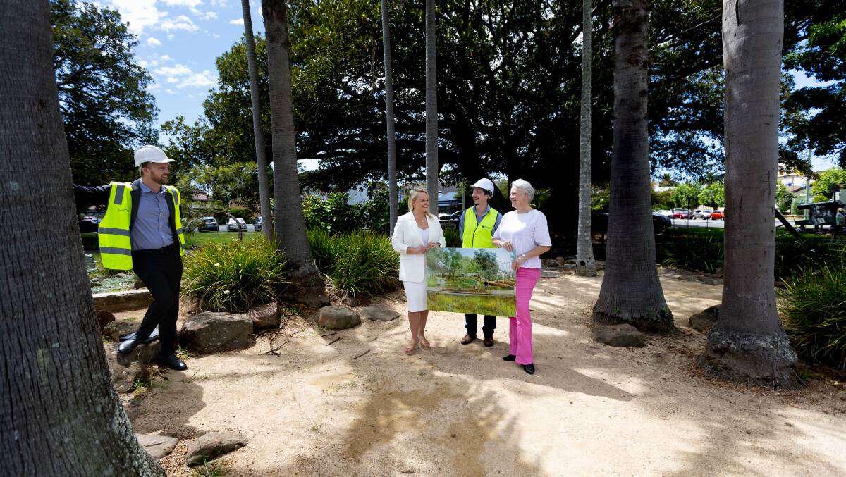 From left: CN Project Services manager Patrick Burgess, Lord Mayor Nuatali Nelmes, Pedro Angeli from Regal Innovations and Cr Carol Duncan at Gregson Park. Picture by Jonathan Carroll 