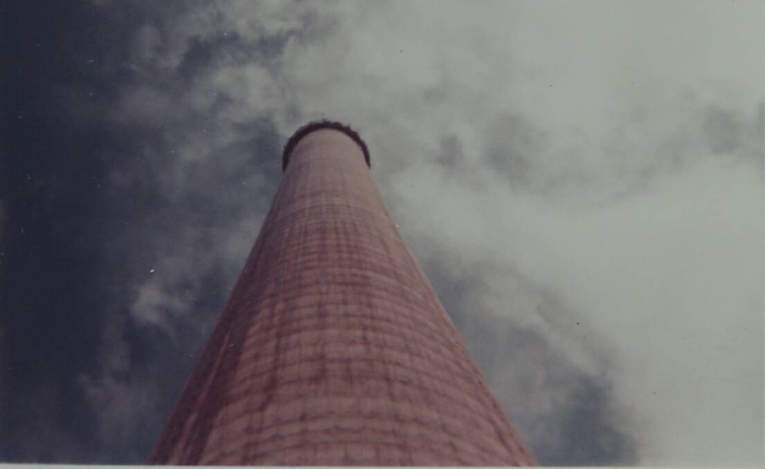An old photograph taken from the base of one of Liddell power station's stacks. Picture supplied