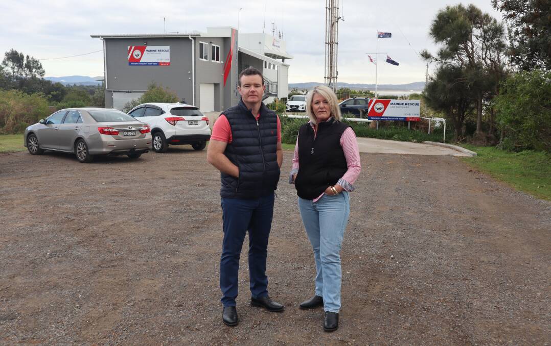 FUNDS NEEDED: Lake Macquarie City Council councillor Adam Shultz and Swansea MP Yasmin Catley outside the Swansea headquarters. Picture: Supplied 