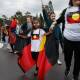 NAIDOC WEEK 2022: Large crowds turned out for a NAIDOC Week march, celebrating Indigenous culture in 2021, down Wharf Road. Picture: Max Mason-Hubers