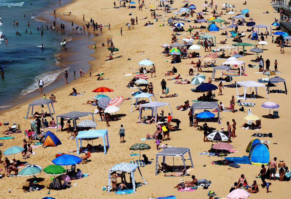 Hunter coastlines are jam-packed as locals try to escape the heat. Picture by Peter Lorimer 
