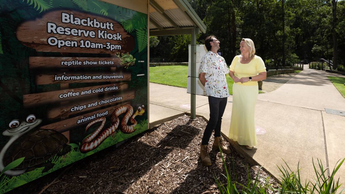 Blackbutt Reserve manager Andrew Staniland and City of Newcastle lord mayor Nuatali Nelmes. Picture by Jonathan Carroll 