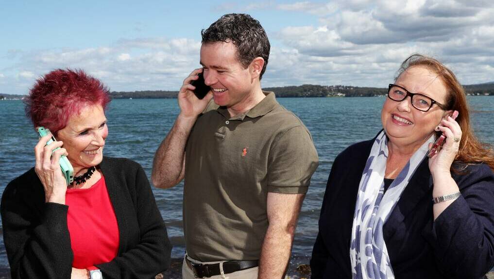 Toronto resident Angela Finney, Labor Cr Adam Shultz and Labor deputy mayor Madeline Bishop. Picture by Peter Lorimer 