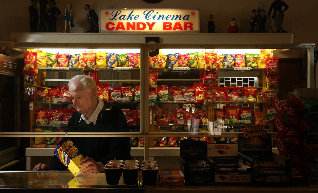 Lake Cinema owner Bob Mason at the candy bar. Picture by Simone De Peak 