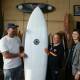 INNOVATIVE: JCD Surfboards owner Jamie Carr, Year 12 student Georgia King and her project teacher Louise Hemsworth. Picture: Jonathan Carroll 