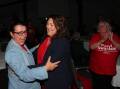 BIG WIN: Labor MP for Paterson Meryl Swanson celebrates with supporters at Club Maitland City on Saturday night. Photo: Peter Lorimer