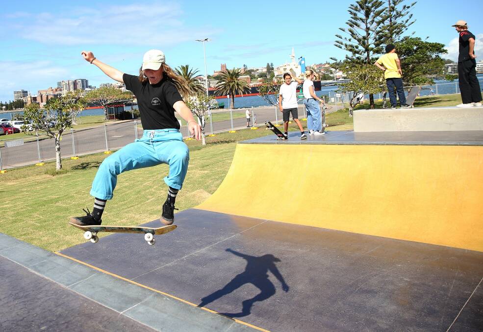 ON BOARD: Skaters at the south Stockton activity hub. Picture: City of Newcastle