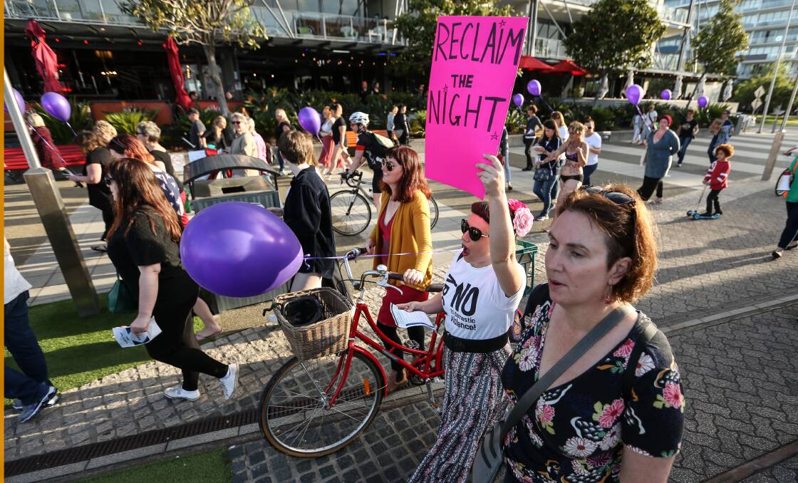 A 2018 Reclaim the Night march in Newcastle highlighting violence against women. Picture by Marina Neil