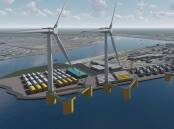 An artist impression showing how a future offshore wind manufacturing facility could transform the port over the next decade.