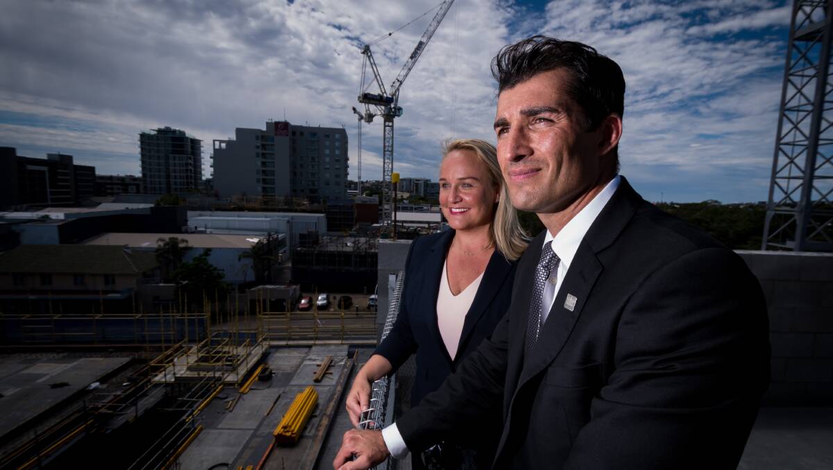 ON SITE: City of Newcastle lord mayor Nuatali Nelmes and chief executive Jeremy Bath at the Stewart Avenue premises, where council staff will move early next month. Picture: Simon McCarthy
