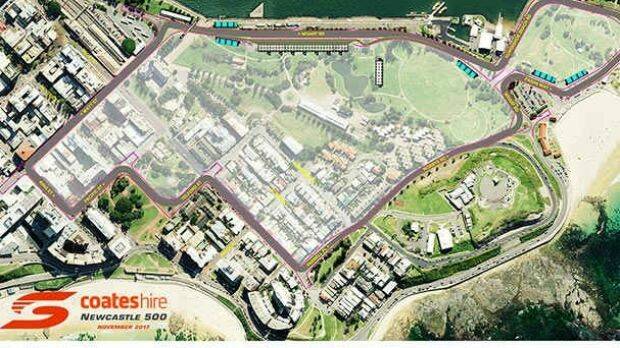 An aerial view of Supercars' proposed layout of Newcastle street circuit, which will host the season finale for at least the next five years. Photo: Supercars/Mark Horsburgh

