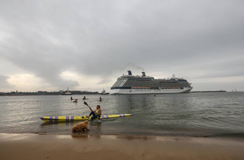 FLOAT: The Celebrity Solstice departing Newcastle in 2019. Picture: Marina Neil