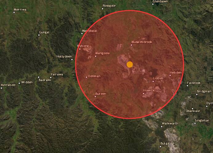 RADIUS: Geoscience Australia's map of where the tremor was felt. 