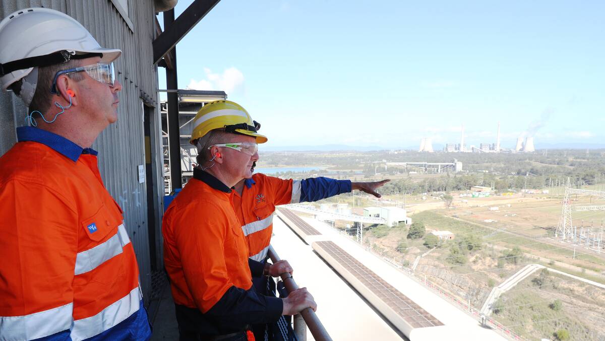 Energy Minister Chris Bowen at Liddell before its closure last week. Picture by Peter Lorimer