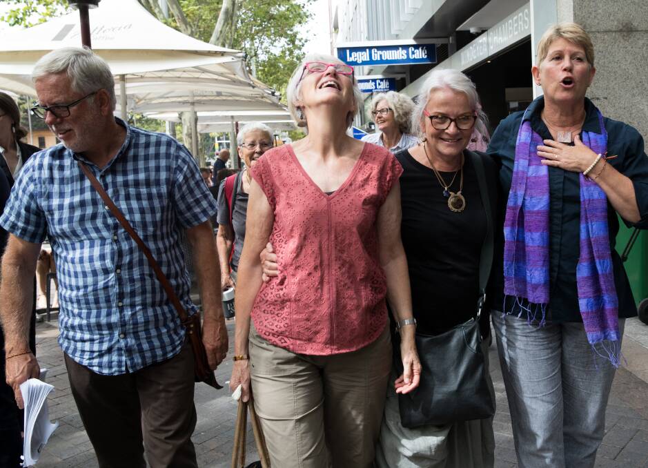 RELIEF: Jubilant Gloucester residents after their win in the Land and Environment Court against the proposed Rocky Hill mine.