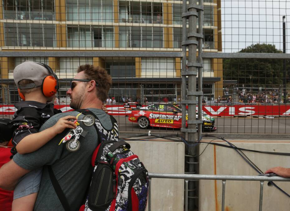 Patrons at Newcastle Supercars in 2019, the last year the race was held in the East End. Picture by Simone De Peak