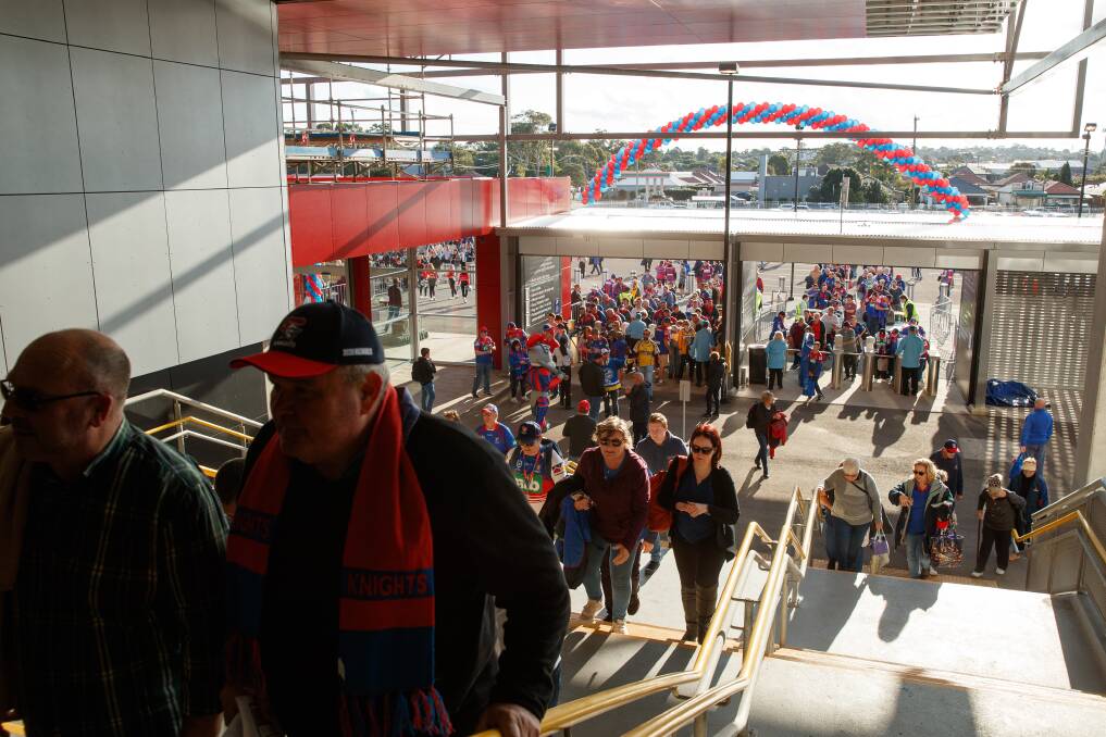 HOME CROWD: Fans at the first Knights game after fans were allowed back in the stands. Picture: Max Mason-Hubers 