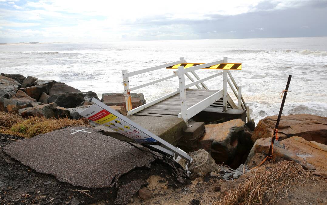 BATTERED: Stockton was pummelled by big seas again earlier this month. Picture: Peter Lorimer