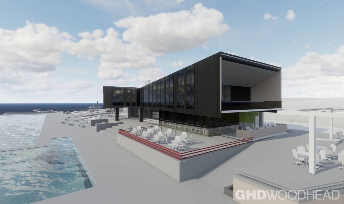 CONCEPT PLAN: City of Newcastle issued artist's impressions from architects GHDWoodhead of what the Newcastle Ocean Baths could look like. Developers have questioned whether an expensive rebuild is viable. 