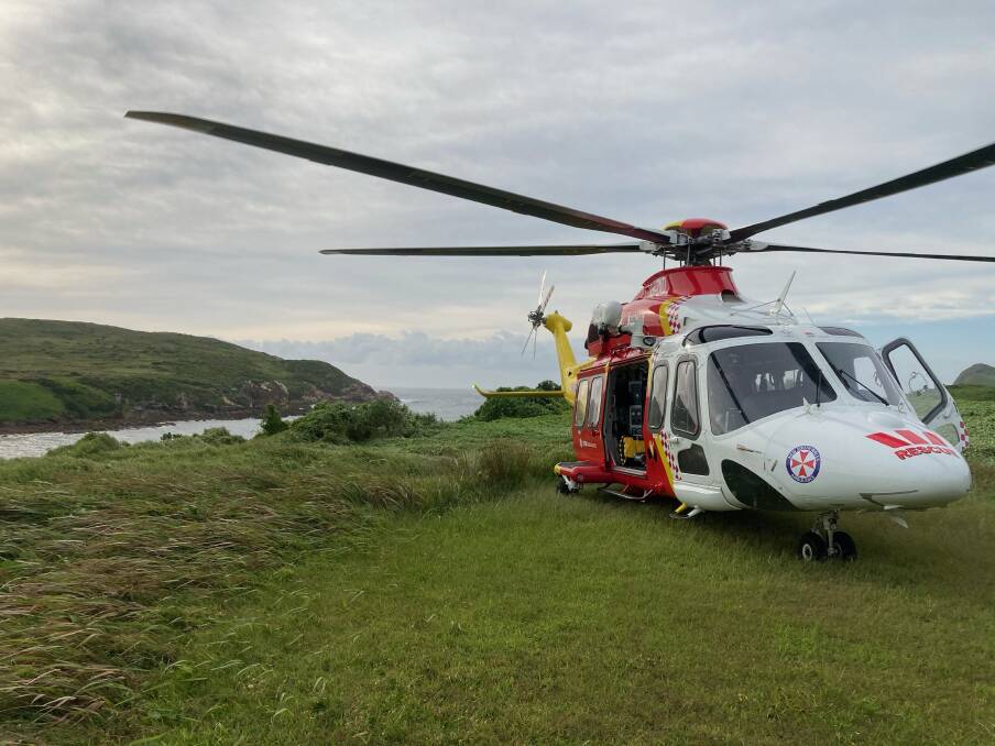 INCIDENT: The Westpac Rescue Helicopter on Broughton Island. Picture: WRHS