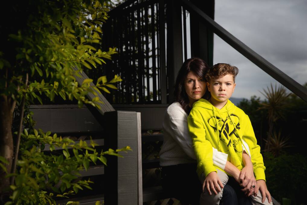 Toronto's Genevieve Trudgett and her seven-year-old son, Hunter. Picture: Marina Neil