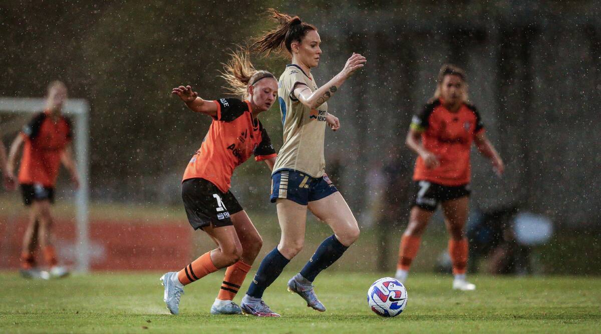Newcastle Jets striker Adriana Konjarski in action at No.2 Sportsground this A-League Women's season. Picture by Marina Neil